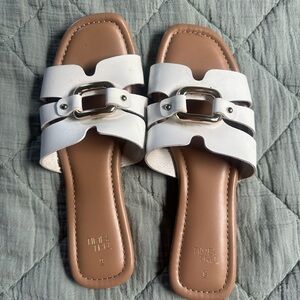 Time and Tru White and Tan Women's Sandals
